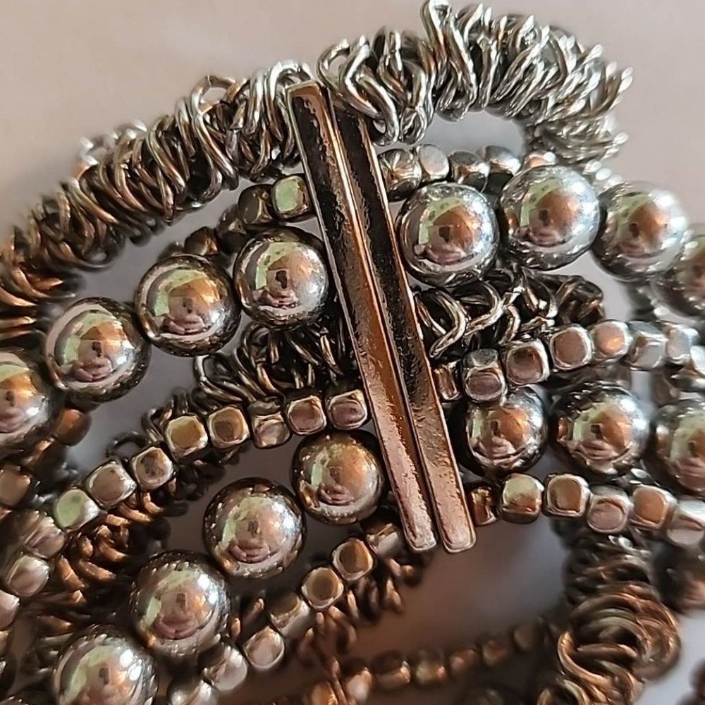 #21 Multi Layered Silver Toned Bracelet View 6